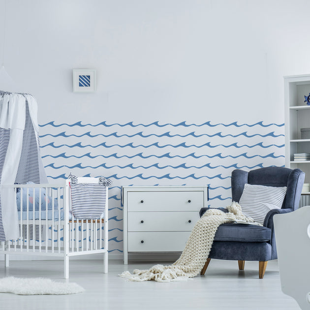 WAVE CREST Wall Stencil, Ocean Inspired Pattern Stencil, Modern