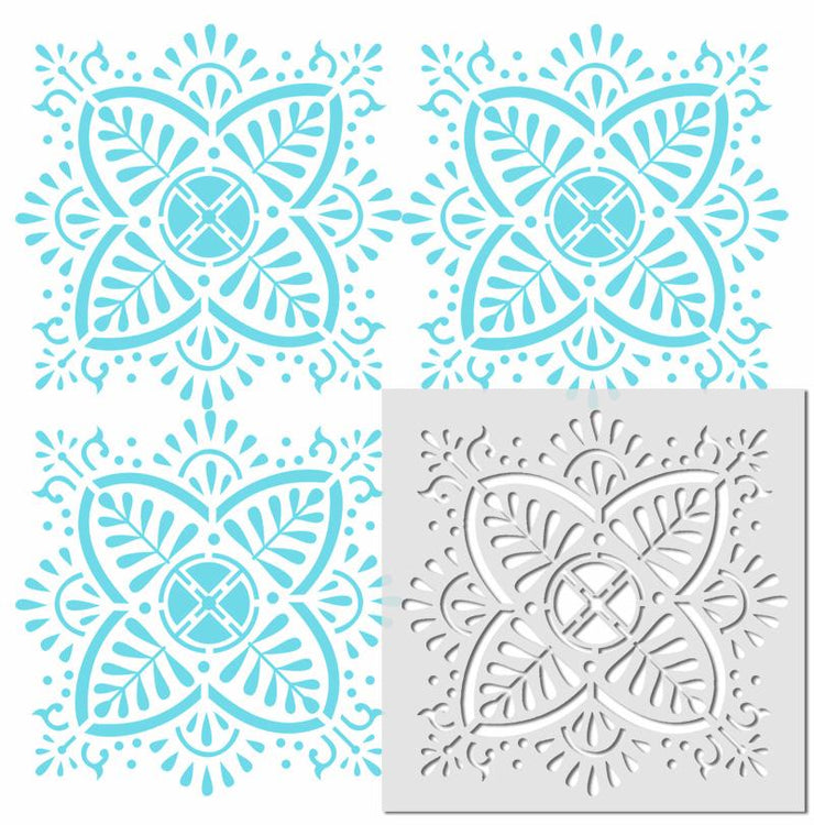 Balapur Indian flower stencil pattern