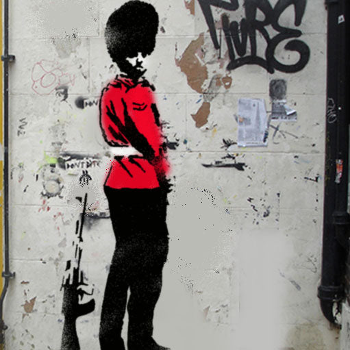 Banksy Pissing Guard Stencil Life size
