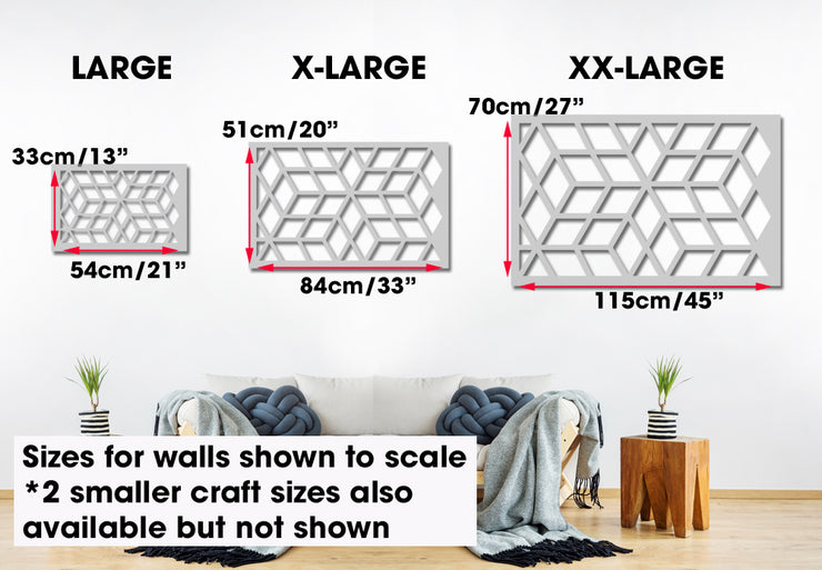 BOXED Geometric Abstract Wall Stencil, 3D Cubes Wall Decor