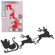 Santa & Reindeer Sleigh Christmas Stencil