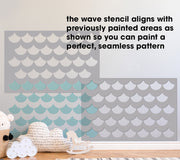 WHALE & WAVES Nursery Wall Decor Stencil Pack