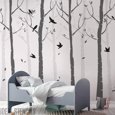 Nursery Birch Tree Forest Wall Decor Stencils