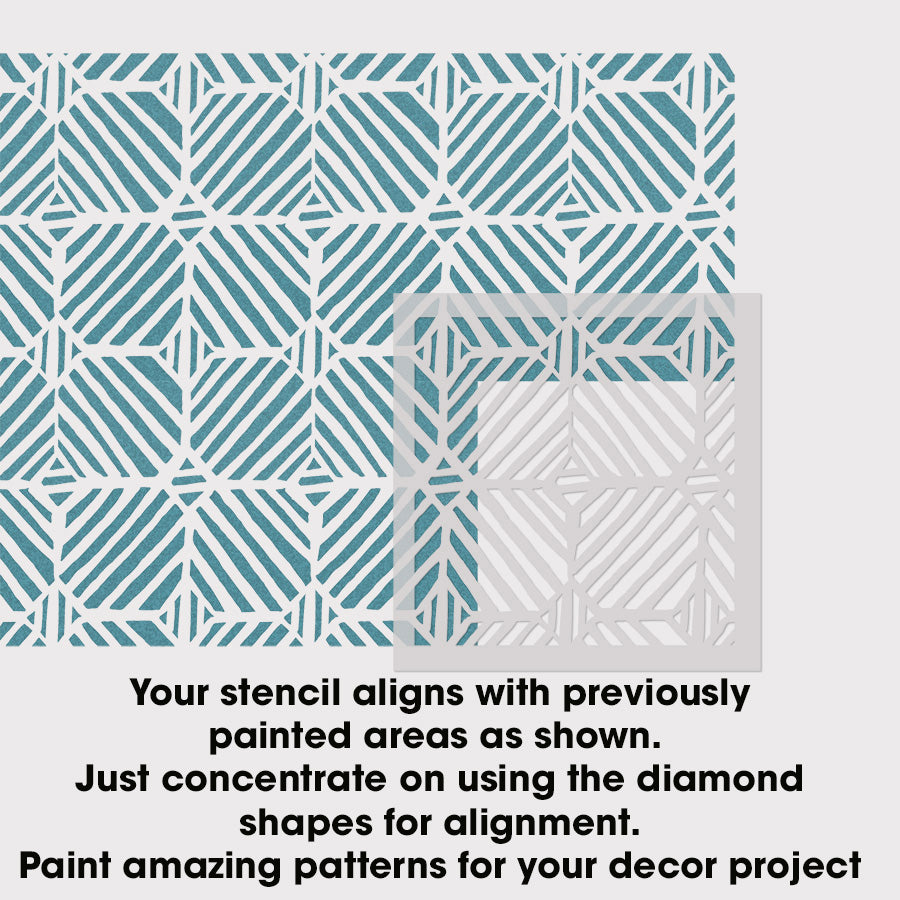 LABYRINTH TILE Stencil, Modern, Abstract, Wall and Floor Decor Stencil ...