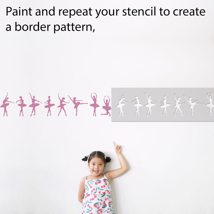 Ballerina Ballet Dancer Border Stencil