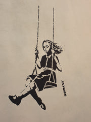 Banksy Girl on Swing Stencil