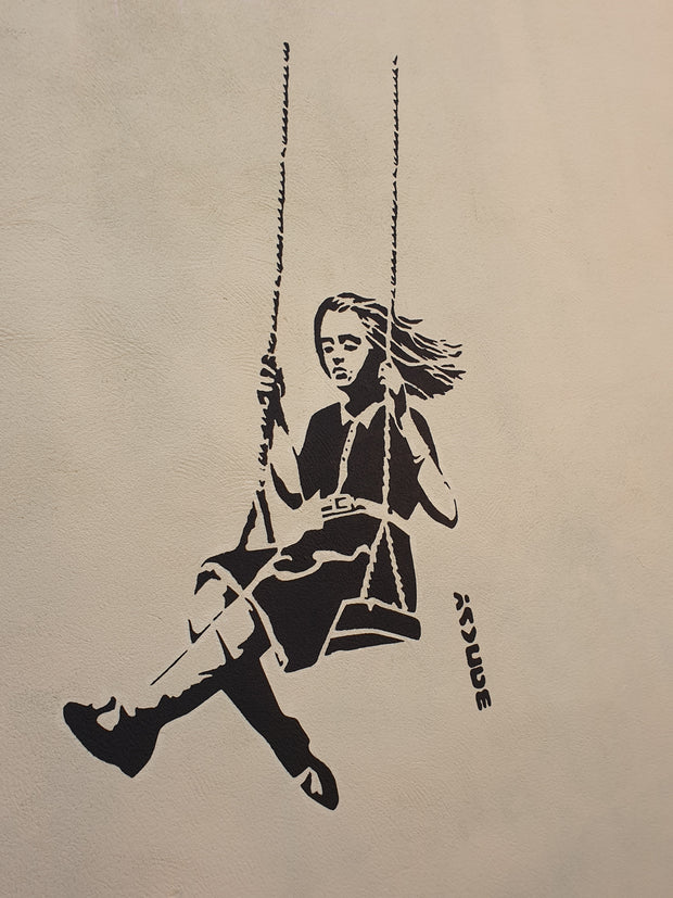 Banksy Girl on Swing Stencil