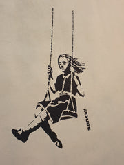 Banksy Girl On Swing Stencil - Life size 4ft x 6ft+