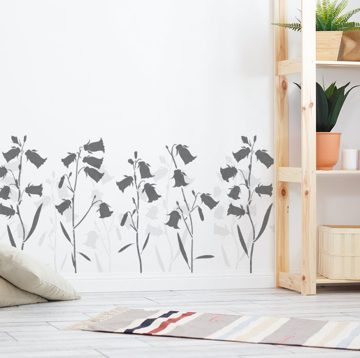 Nature Railing Stencil BLUEBELL WOODLAND Stencil, Nature WALL Decor Stencil, Nursery Stencil ...