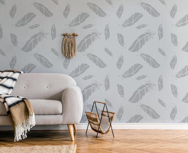 Falling Feathers Wall Decor Stencil