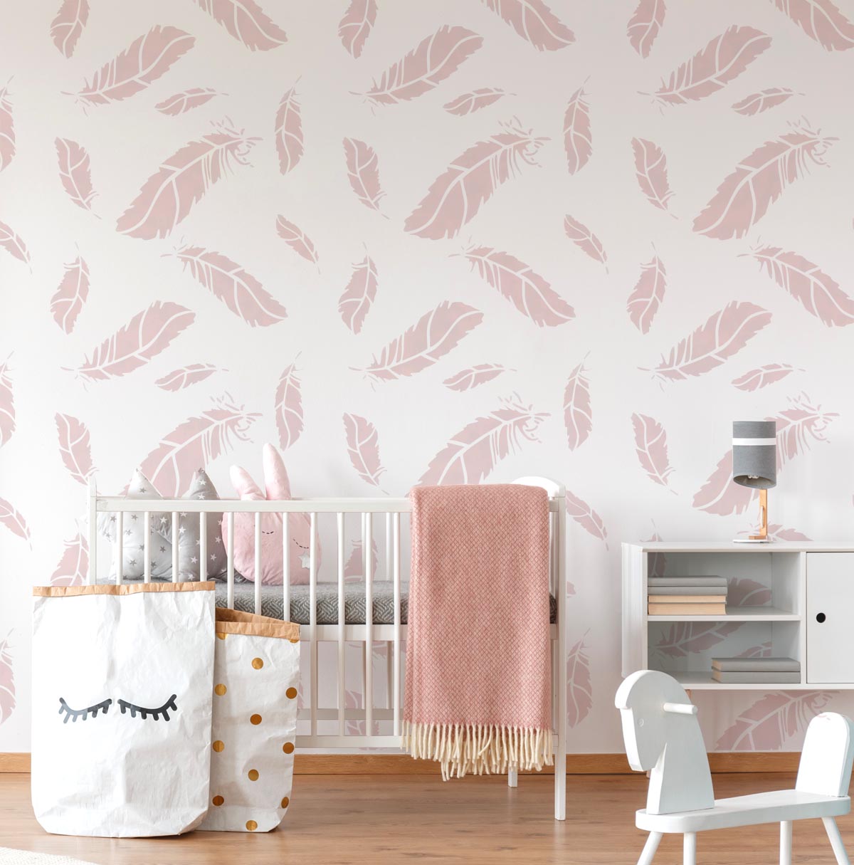 FALLING FEATHERS Pattern STENCIL, Floating Feathers Nursery Wall Decor ...