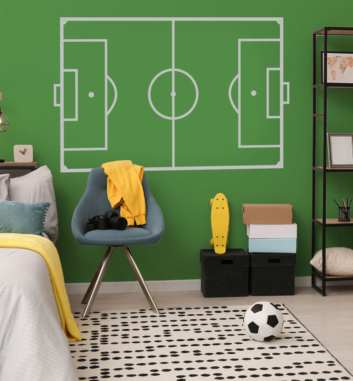 FOOTBALL PITCH STENCIL, Kids Football Themed Bedroom Wall Decor ...