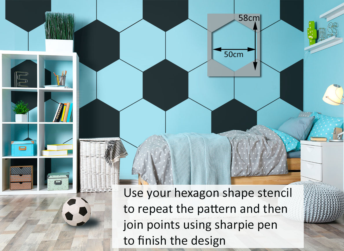FOOTBALL STENCIL, Kids Football Themed Bedroom Wall Decor, Soccer Ball ...