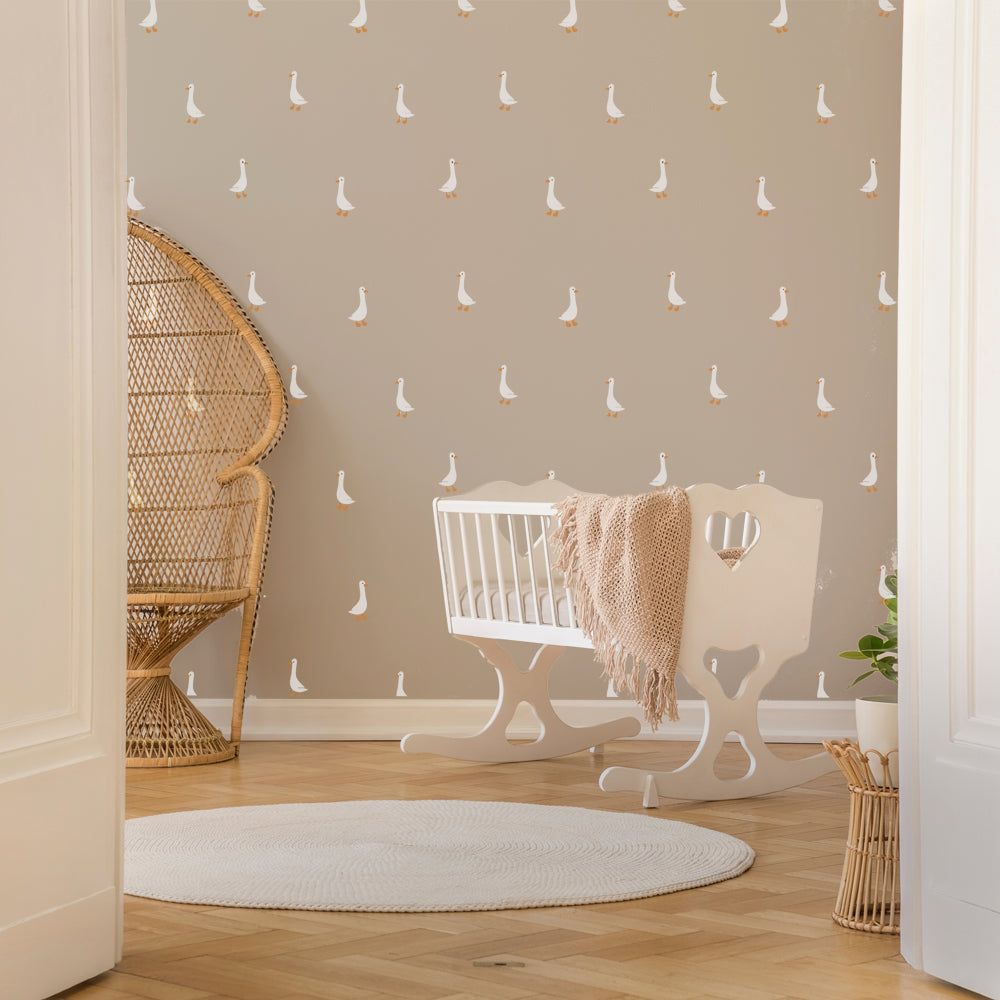 Goose Pattern Nursery Wall Stencil, Paint Geese Duck Baby Room Wallpaper IdealStencils
