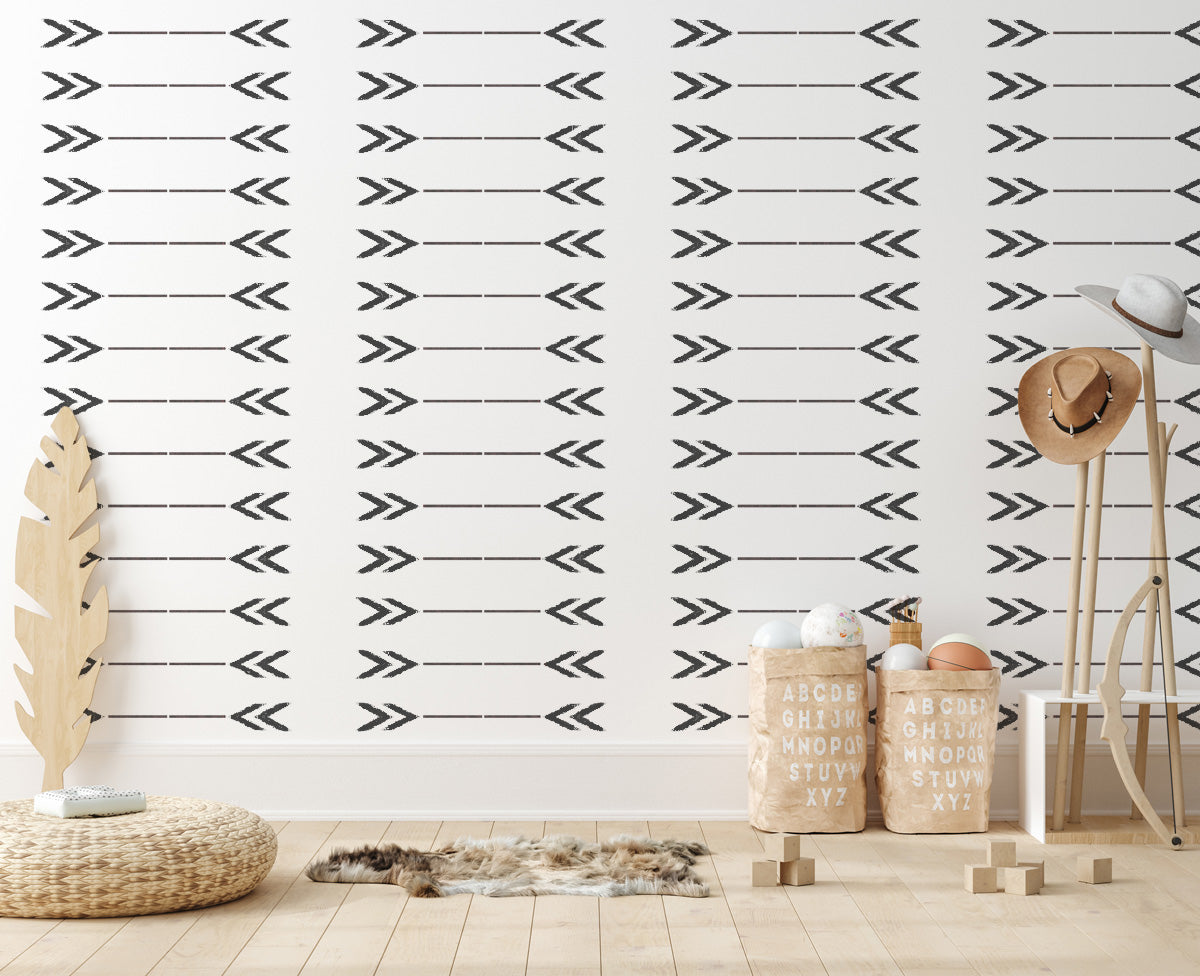 Horizontal Arrows Stencil, Native American Fabric Pattern, Ethnic Wall ...