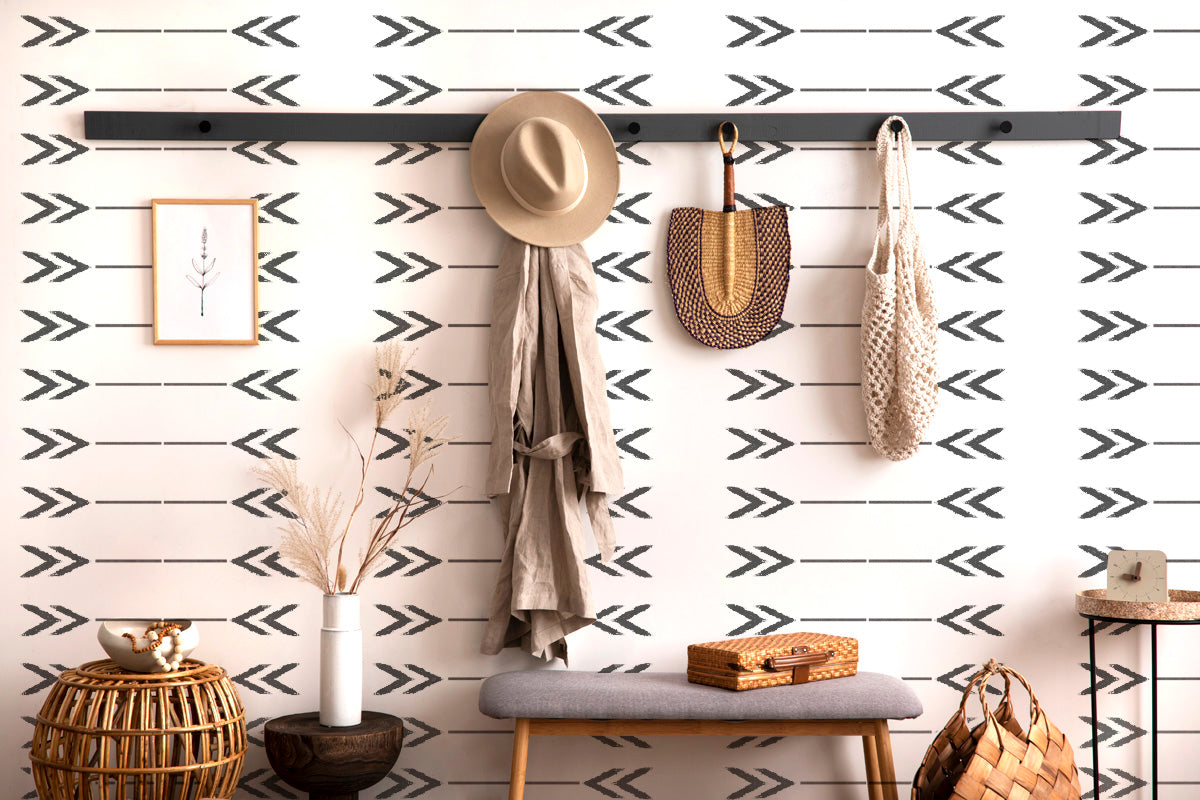 Horizontal Arrows Stencil, Native American Fabric Pattern, Ethnic Wall ...