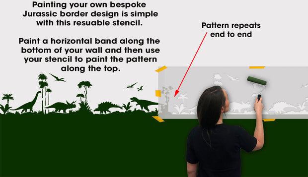 Jurassic Dinosaur Border Stencil