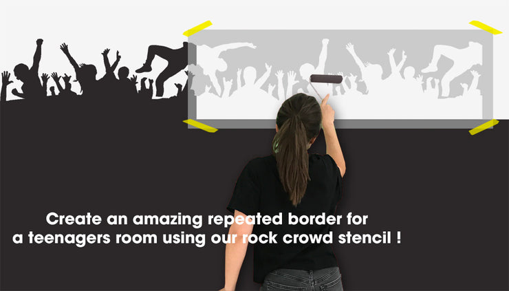Rock Concert Crowd Wall Painting Stencil