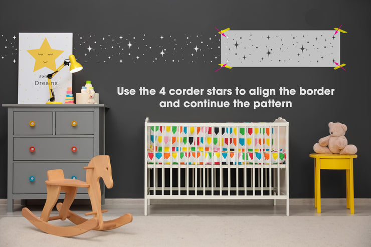 STARRY NIGHT Nursery Wall Border Stencil