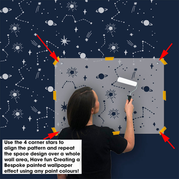 STARBURST Star Pattern Nursery Wall Stencil