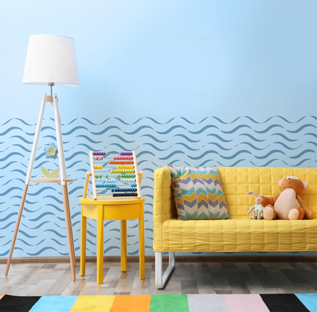 Wave Stencil | Reusable Home Nautical Decor Stencil | Paint Walls Fabrics &  Furniture (Small- See Images)