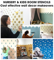 WAVY LINES STENCIL, Retro Stripe Pattern Wall Stencil