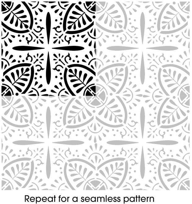 Balapur Indian Flower Seamless Pattern Stencil
