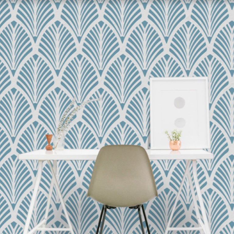 Art Deco Fan Pattern Stencil, Home Wall Decor Stencil IdealStencils