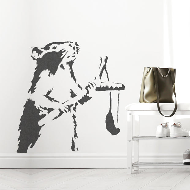 Banksy Rat with Catapult Stencil