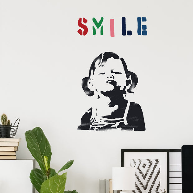 Banksy Girl SMILE Stencil