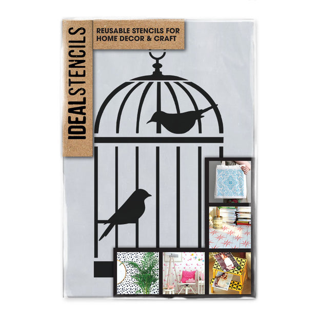 Birds In Cage Stencil
