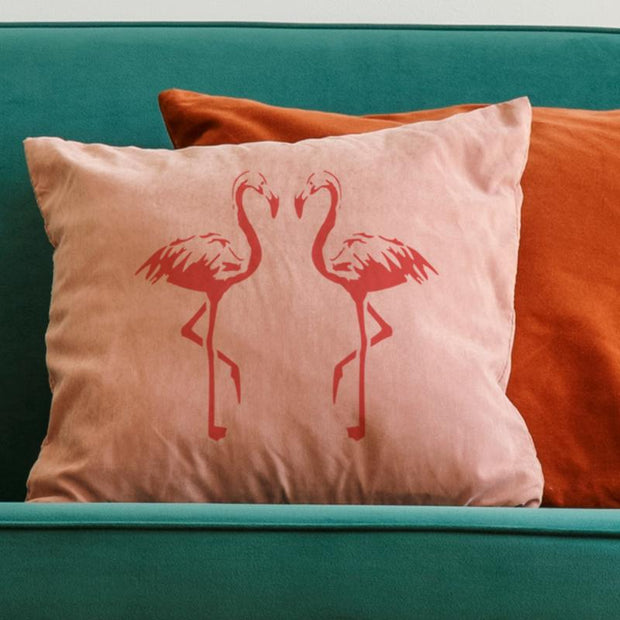 Flamingo stencil on cushions - home decor