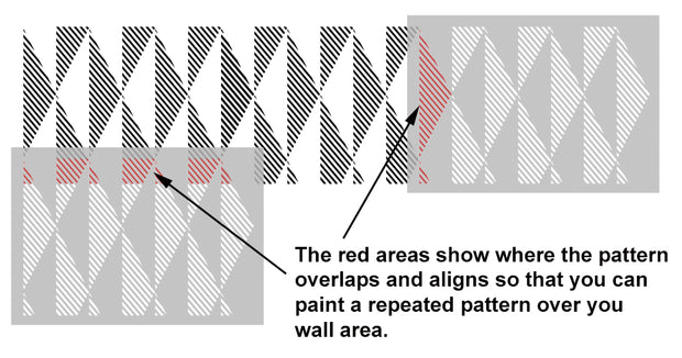 SHADOW DIAMONDS Abstract Geometric Pattern Stencil