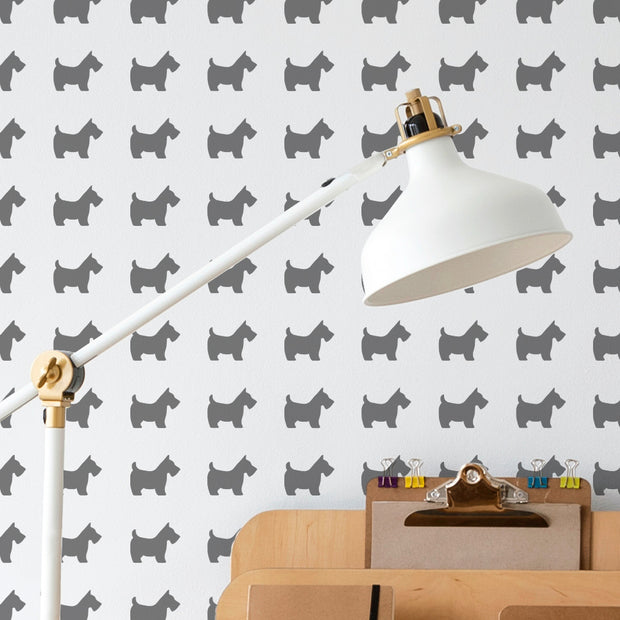 Scottie Dog Pattern Stencil painted on wall