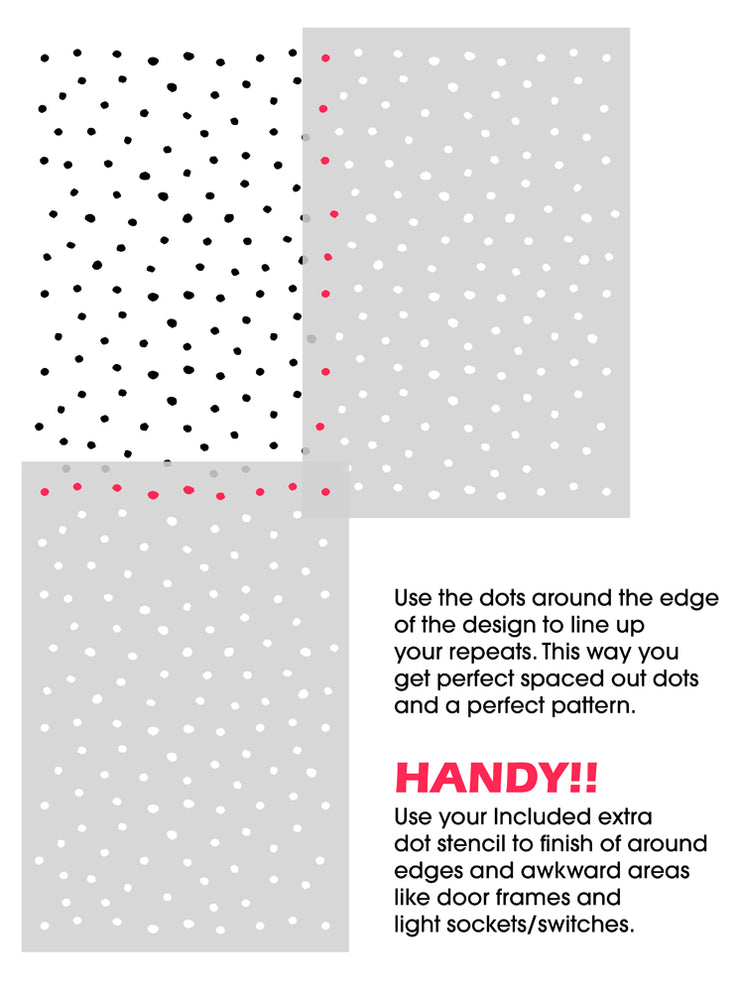 Hand-drawn Polka Dots Spots Wall Stencil