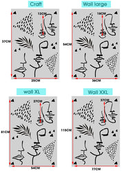 Modern line Abstract faces Stencil