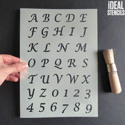 Alphabet calligraphy A-Z 0-9 stencil