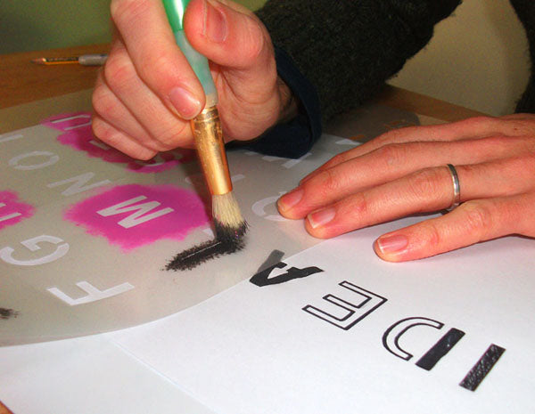 Alphabet calligraphy A-Z 0-9 stencil