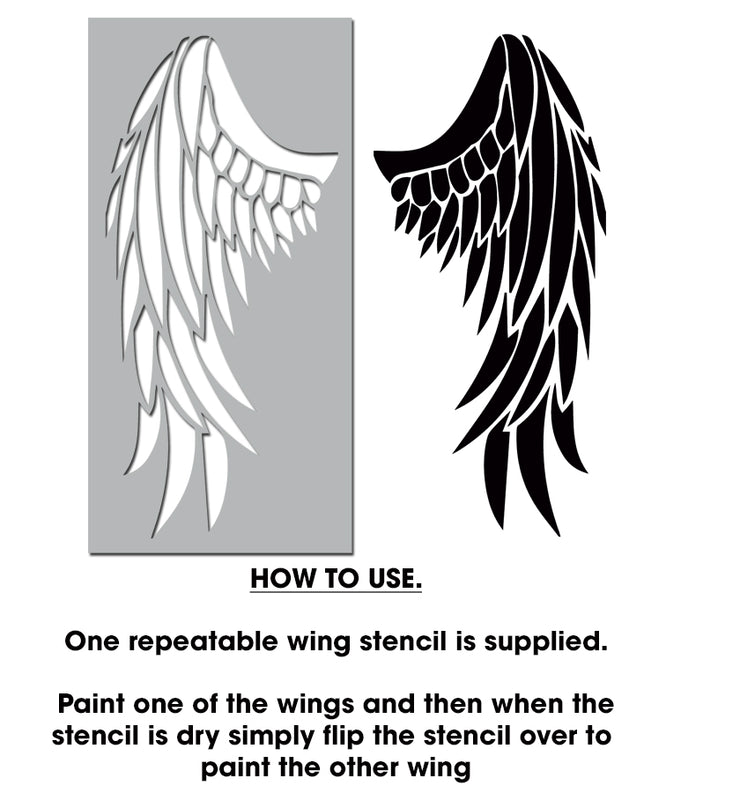 Angel Wings Stencil, Open, Large Wall Painting stencil, Interior