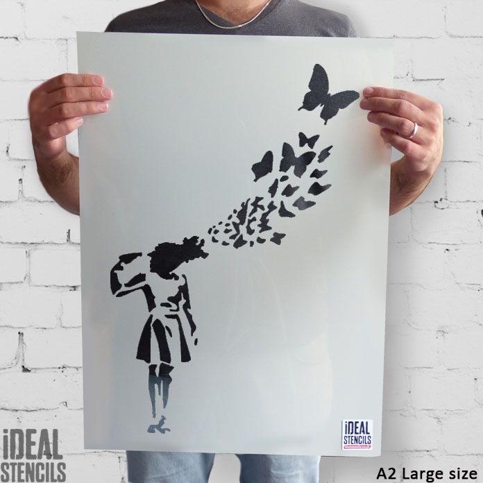 Banksy Butterfly Girl Suicide Stencil IdealStencils Banksy Butterfly Girl Suicide Stencil IdealStencils