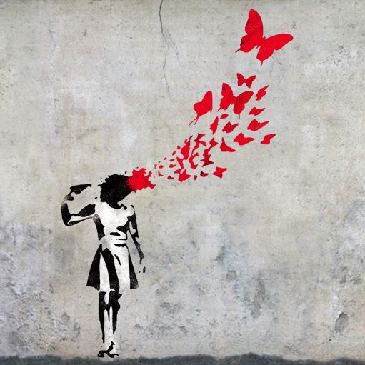 Banksy Butterfly Girl Suicide Stencil