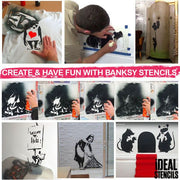 Banksy decorating rat stencil