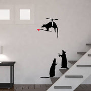 Banksy Flying Helicopter Rat wall Stencil