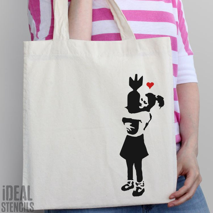 Banksy Girl Bomb Hugger Stencil