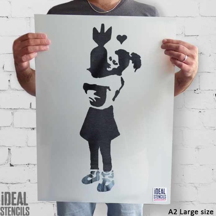 Banksy Girl Bomb Hugger Stencil