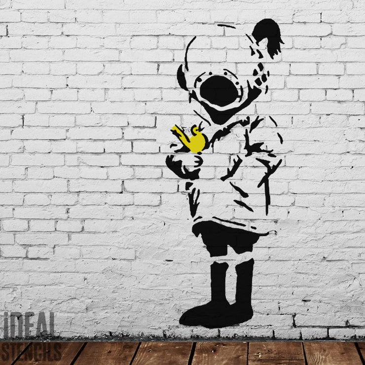 Banksy Girl with Bird Stencil