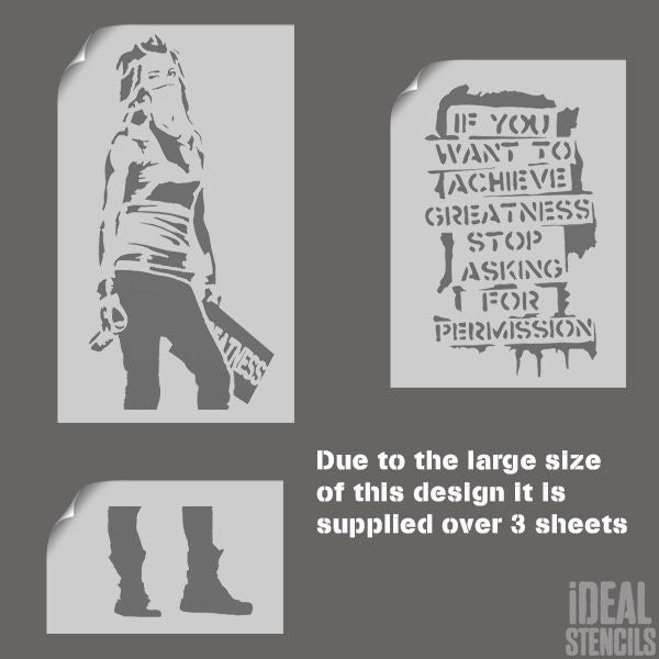 Riproduzione Banksy Con Cornice Stampa Su Tela Banksy 'Girl With Blue Bird' - Riproduzione Graffiti Arte Urbana - Incorniciata Quadro Verticale - Foto 2