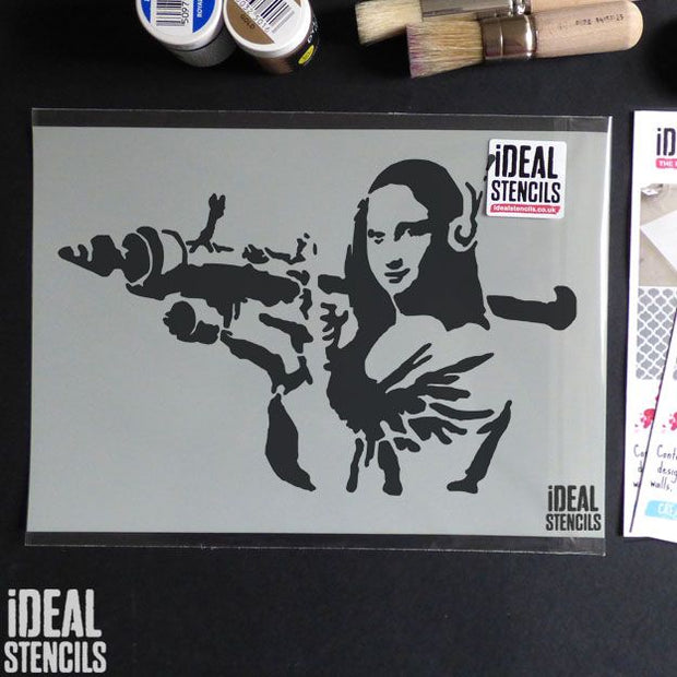 Banksy Mona Lisa Bazooka wall Stencil