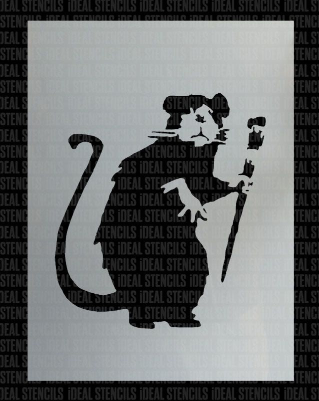 Banksy Paint Brush Rat Stencil