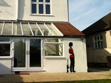 Banksy Pissing Guard Stencil Life size